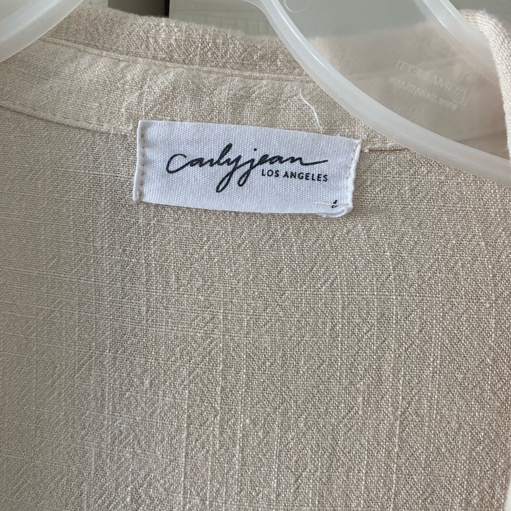Carly Jean Los Angeles Light Beige Button Down Shirt - Picture 2 of 6
